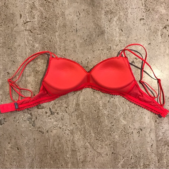 Aerie Bright Orange Lace Bralette w/ Decorative Straps Size 32B - Picture 3 of 4